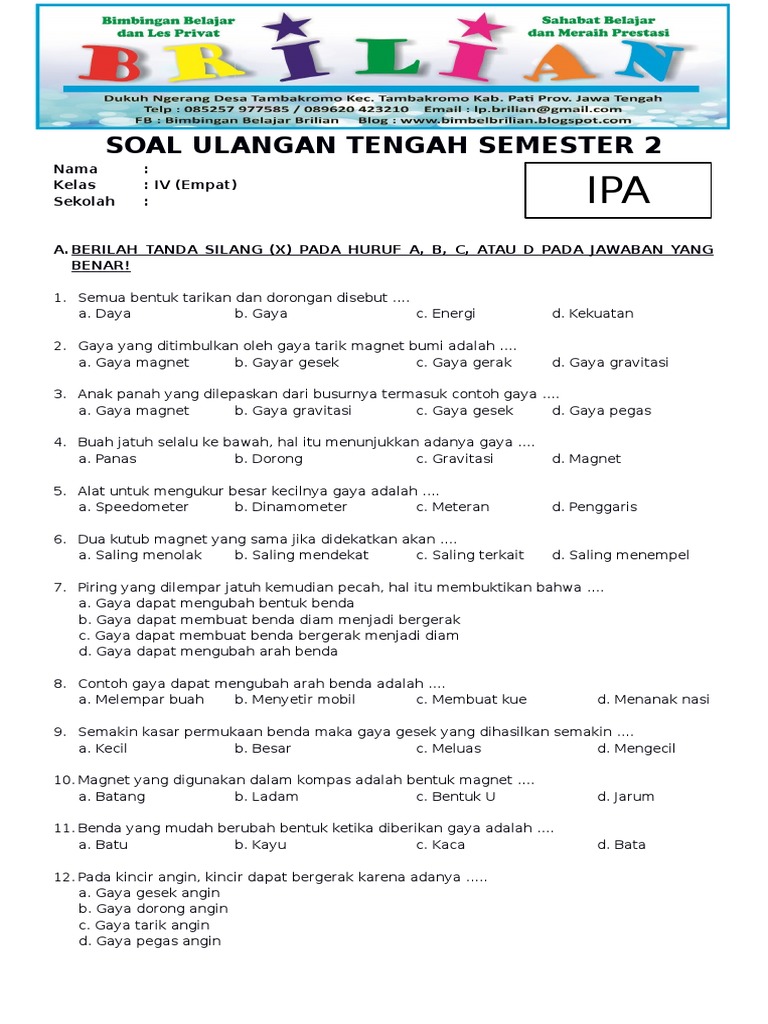 3 Cara Cetak Lembar Kerja Soal IPA Kelas 4 Semester 2 2022 yang Jarang Diketahui