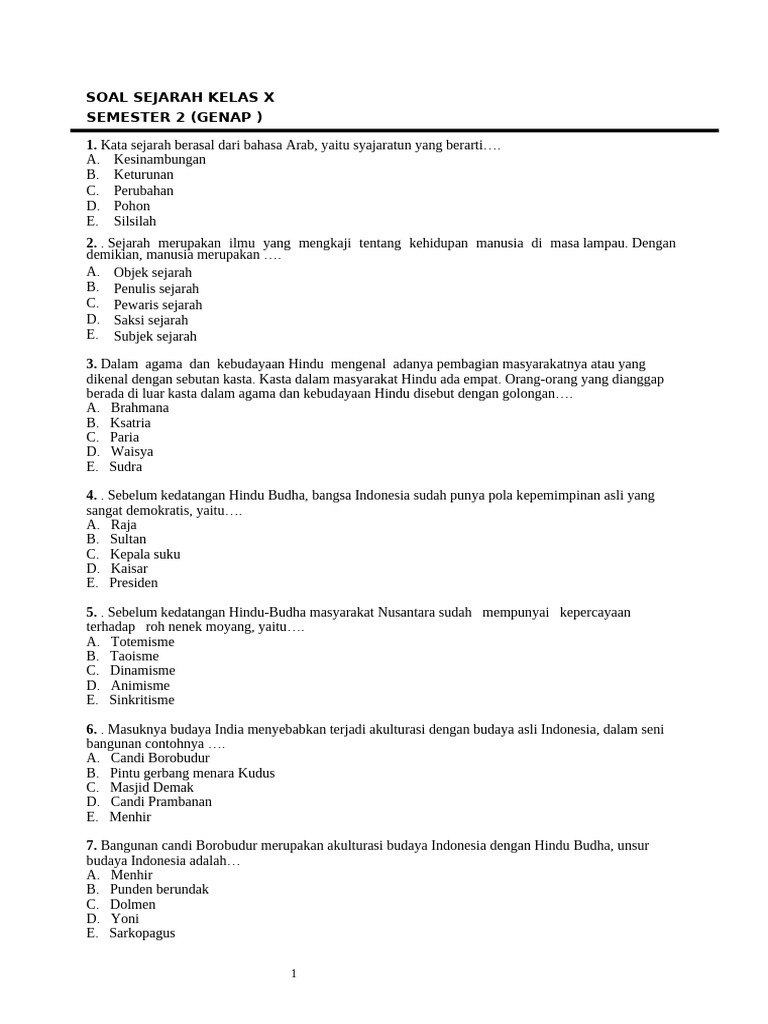 3 Soal Sejarah Kelas X Semester 2 yang Sering Muncul, Satu Nama Pahlawan Ini Sering Hilang
