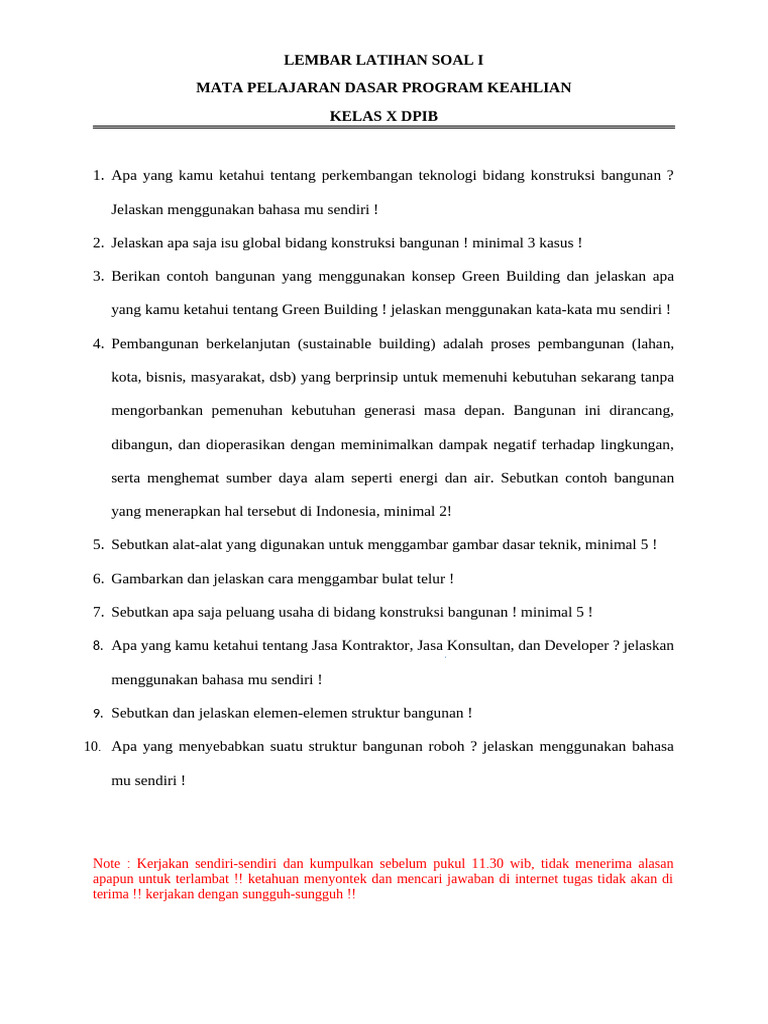 5 Bank Soal Kontruksi Bangunan Kelas 1 SMK Semester 2 yang Wajib Dikuasai Sebelum Ujian 5 Bank Soal Kontruksi Bangunan Kelas 1 SMK Semester 2 yang Wajib Dikuasai Sebelum Ujian