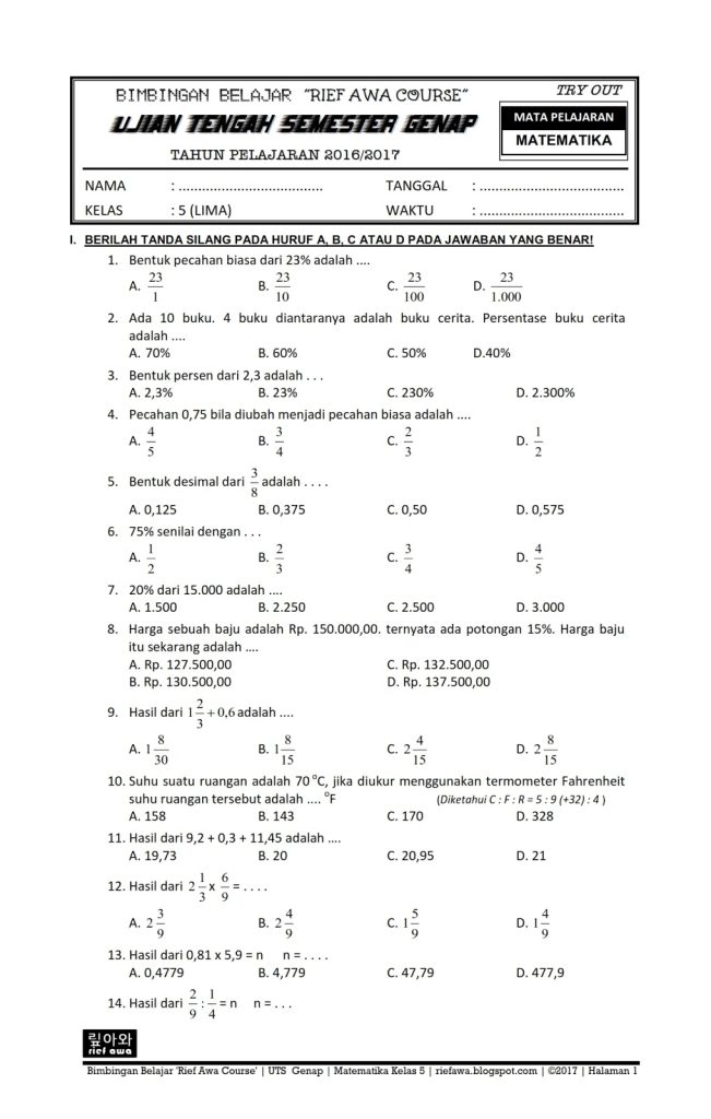 5 Contoh Soal Matematika Ulangan Tengah Semester 1 Kelas 7 yang Wajib Kamu Kuasai Sebelum Ujian 5 Contoh Soal Matematika Ulangan Tengah Semester 1 Kelas 7 yang Wajib Kamu Kuasai Sebelum Ujian