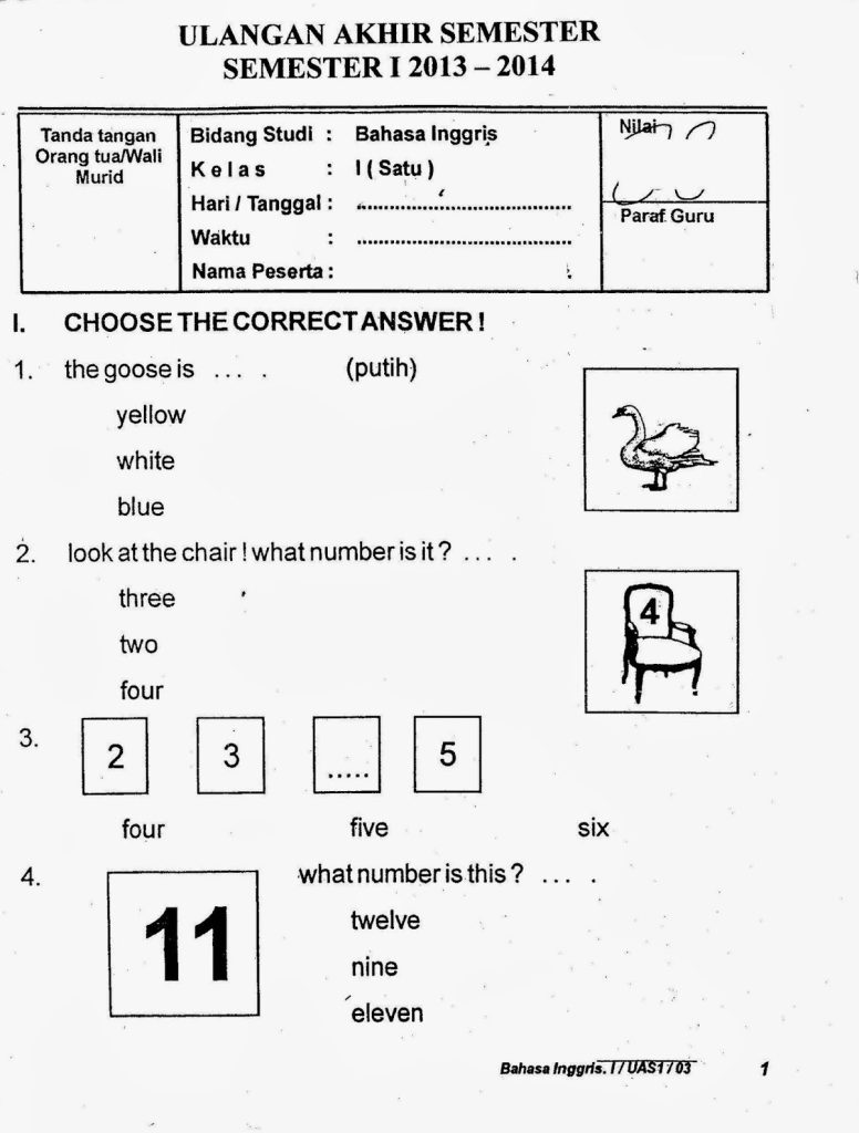 5 Contoh Soal UKK Kelas 4 SD Bahasa Inggris Siap Cetak, Terbukti Efektif