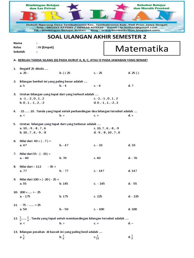 7 Cara Memahami kumpulan soal ukk matematika kelas 4 sd semester 2 7 Cara Memahami kumpulan soal ukk matematika kelas 4 sd semester 2