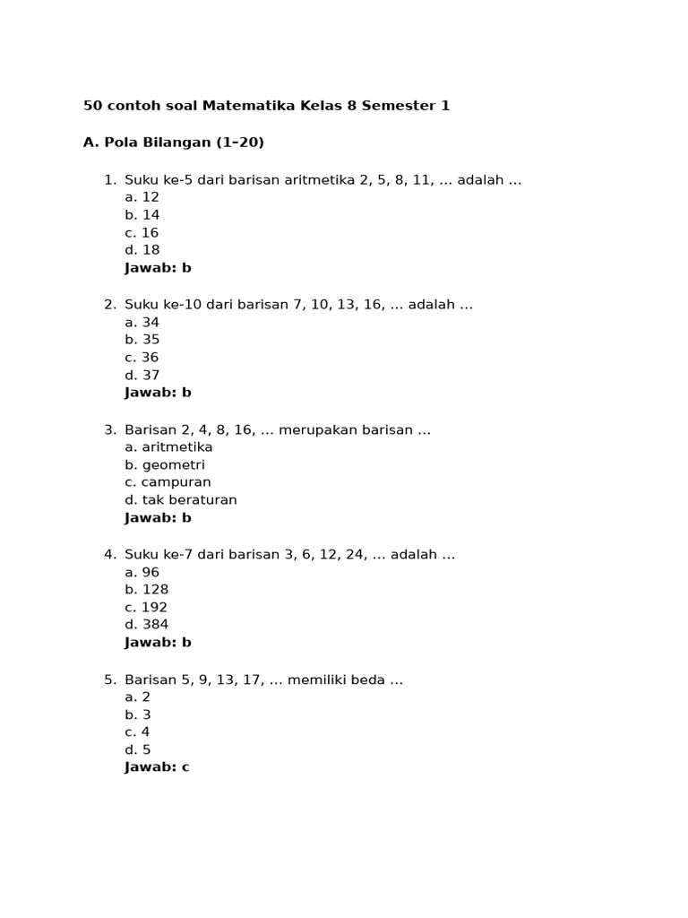7 Contoh Soal Matematika Kelas 8 Semester 1 Word yang Wajib Dikuasai Sebelum Ujian!