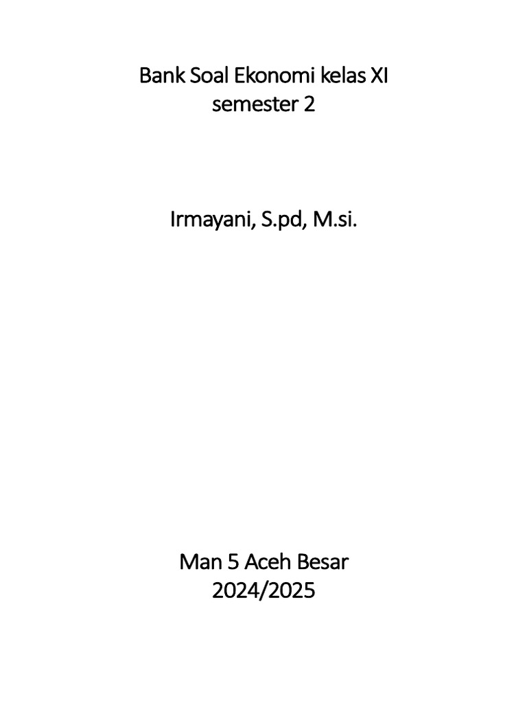 Bank Soal Ekonomi Kelas XI Semester 2 PDF