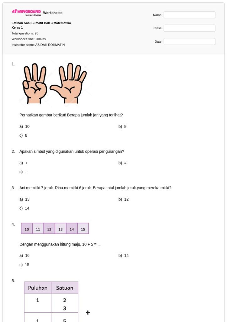 7 Rahasia Menguasai Bank Soal Matematika Kelas 1 Nilai Tempat Agar Anak Makin Pintar