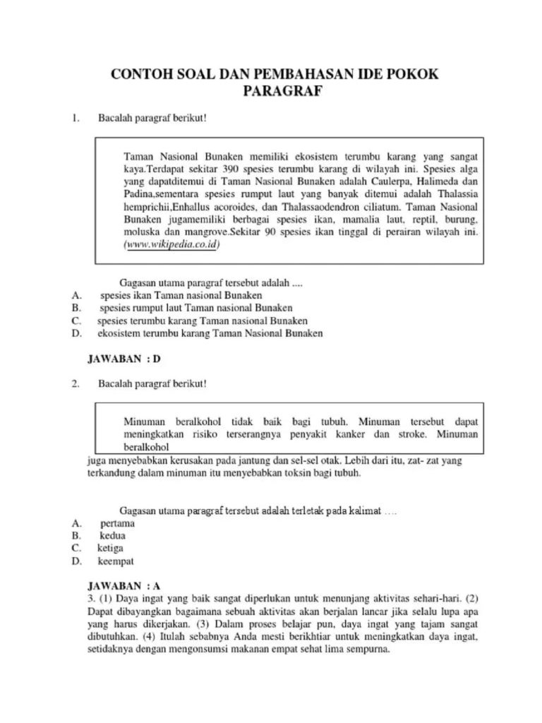 7 Rahasia Mudah Memahami Contoh Soal Ide Pokok Dalam Paragraf Untuk Kelas 4 SD Ternyata Gampang