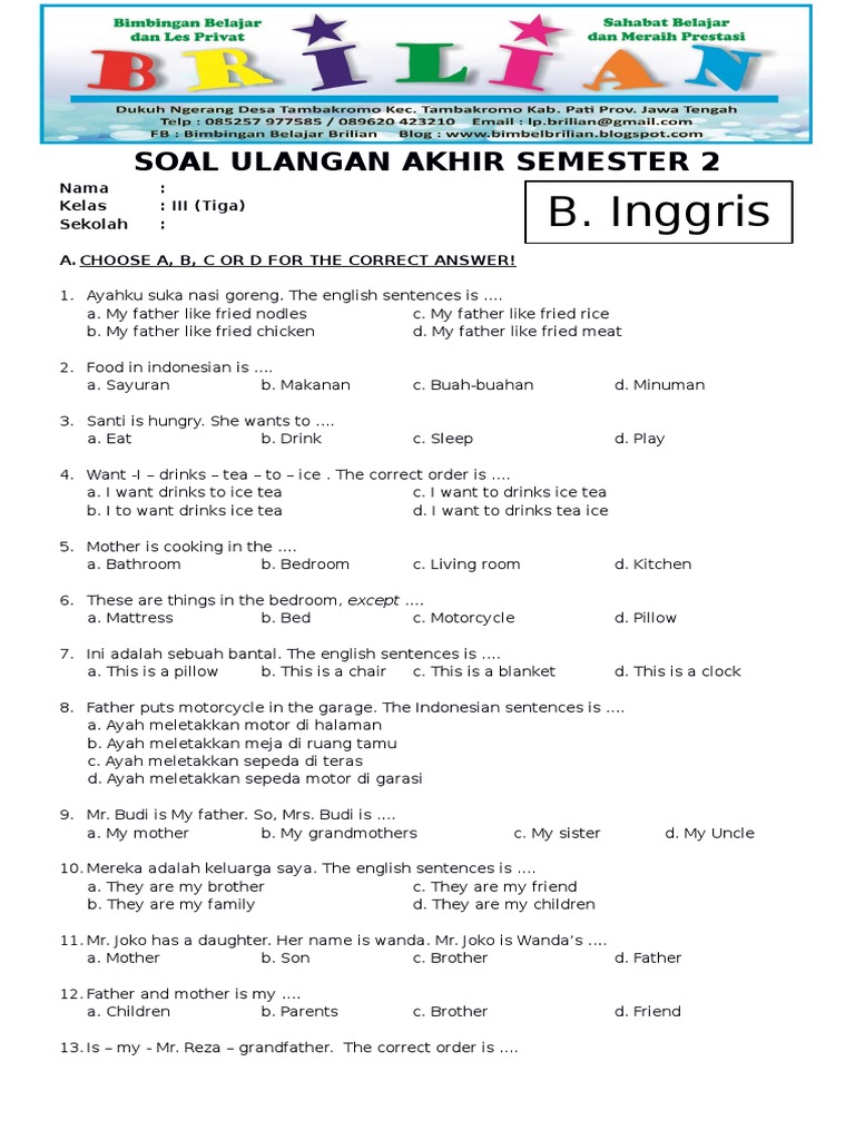 7 Rahasia Sukses Latihan Soal Bahasa Inggris Kelas 3 SD Semester 2 Sebelum Ujian 7 Rahasia Sukses Latihan Soal Bahasa Inggris Kelas 3 SD Semester 2 Sebelum Ujian