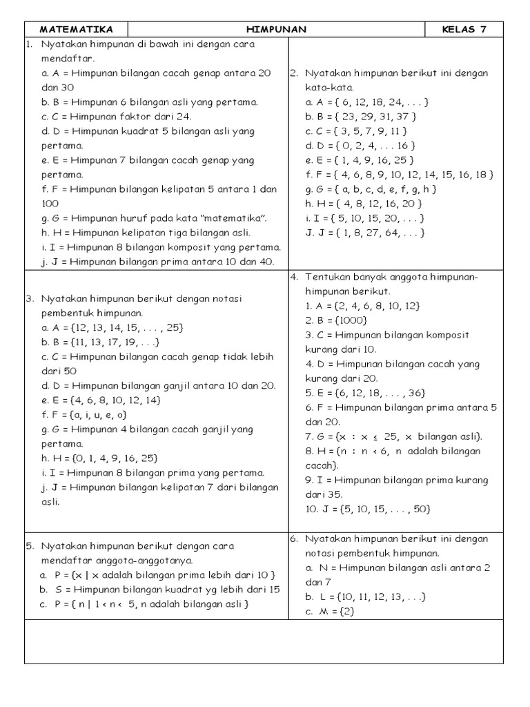 Bedanya Soal KPK dan FPB contoh soal matematika kelas 7 semester 1 tentang himpunan