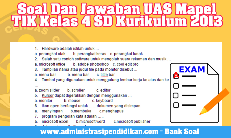 Contoh Soal UKK Kelas 4 SD Pelajaran TIK Terbaru 2026 Plus Kunci Jawaban yang Wajib Dipelajari