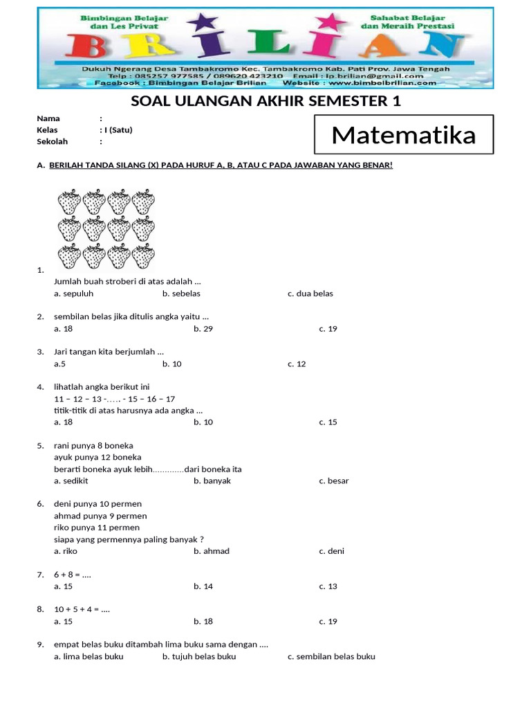 Rahasia di Balik Ekosistem Emas Pegadaian & KSEI: Bank Soal Matematika Kelas 1 Semester 1