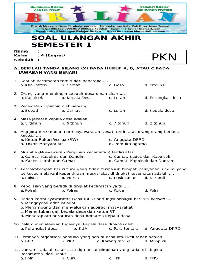 Terbukti 7 Cara Cepat Kuasai Kumpulan Soal UKK PKN Kelas 4 SD Sebelum Ujian Besok! Terbukti 7 Cara Cepat Kuasai Kumpulan Soal UKK PKN Kelas 4 SD Sebelum Ujian Besok!