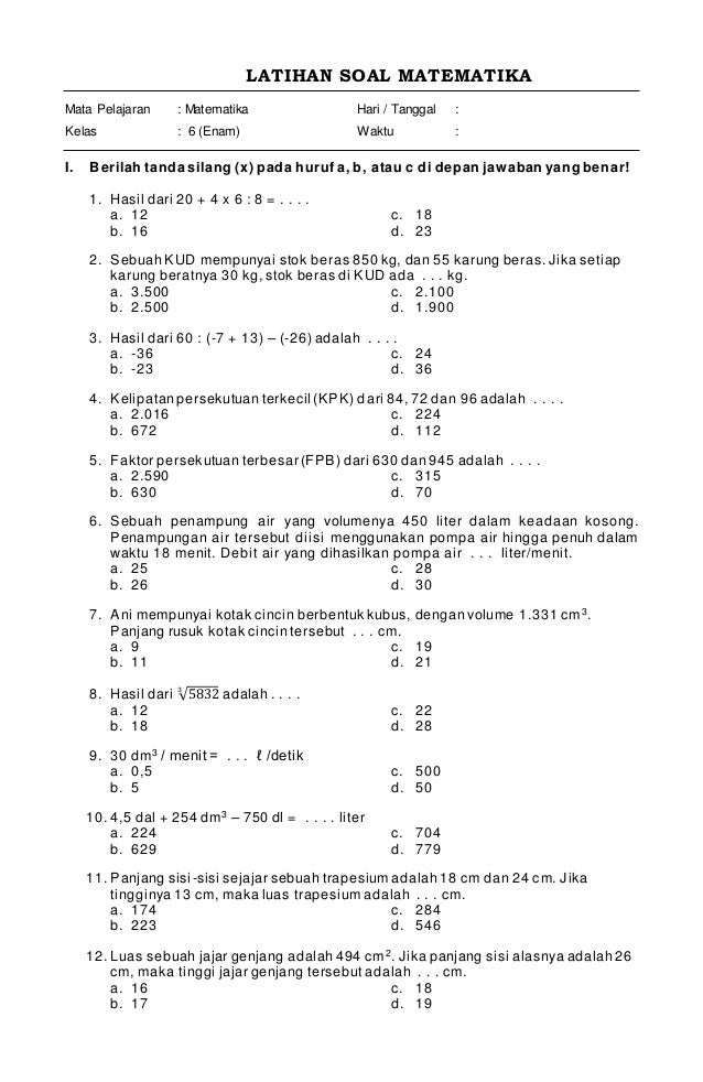 Terbukti! 7 Tips Cepat Kuasai contoh soal matematika kelas 6 semester 1 dan kunci jawaban