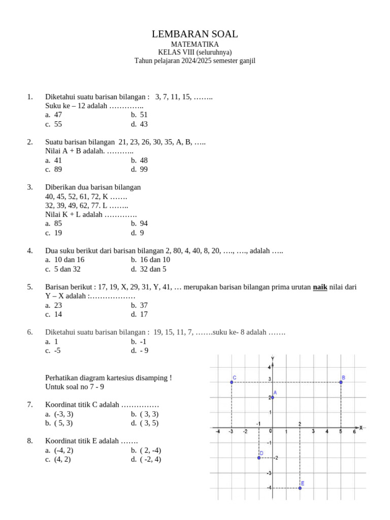 Terbukti! 7 contoh soal matematika kelas 8 semester 1 pdf yang Bikin Nilai Naik di 2026