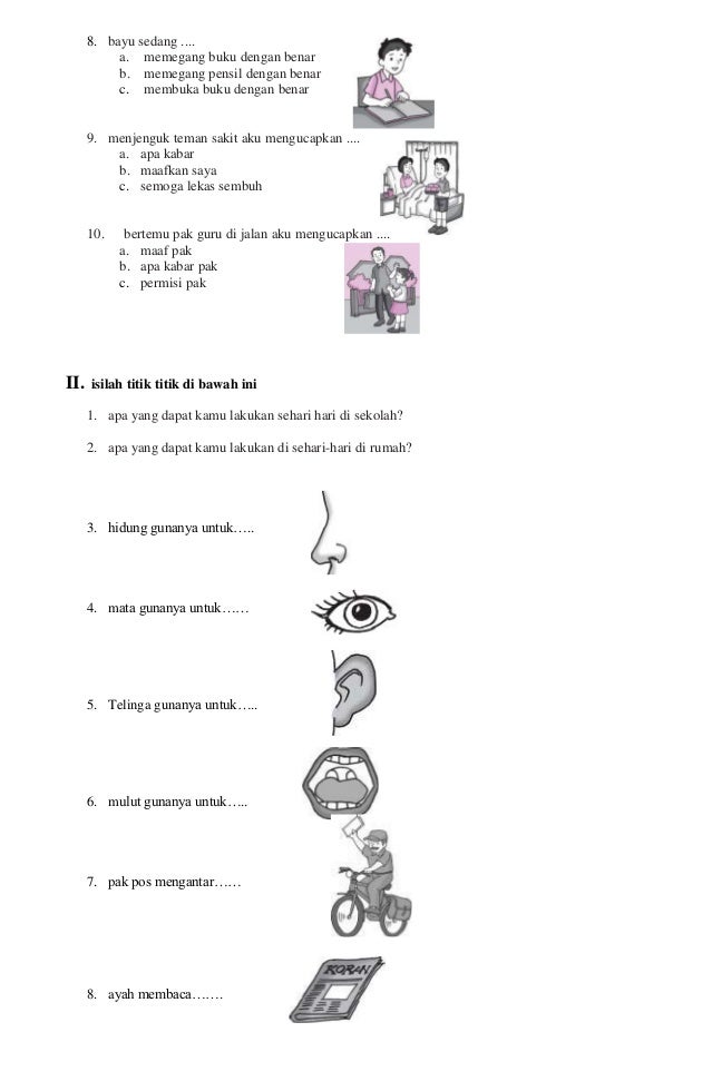 Latihan Soal Sd Kelas 1 Semester 2