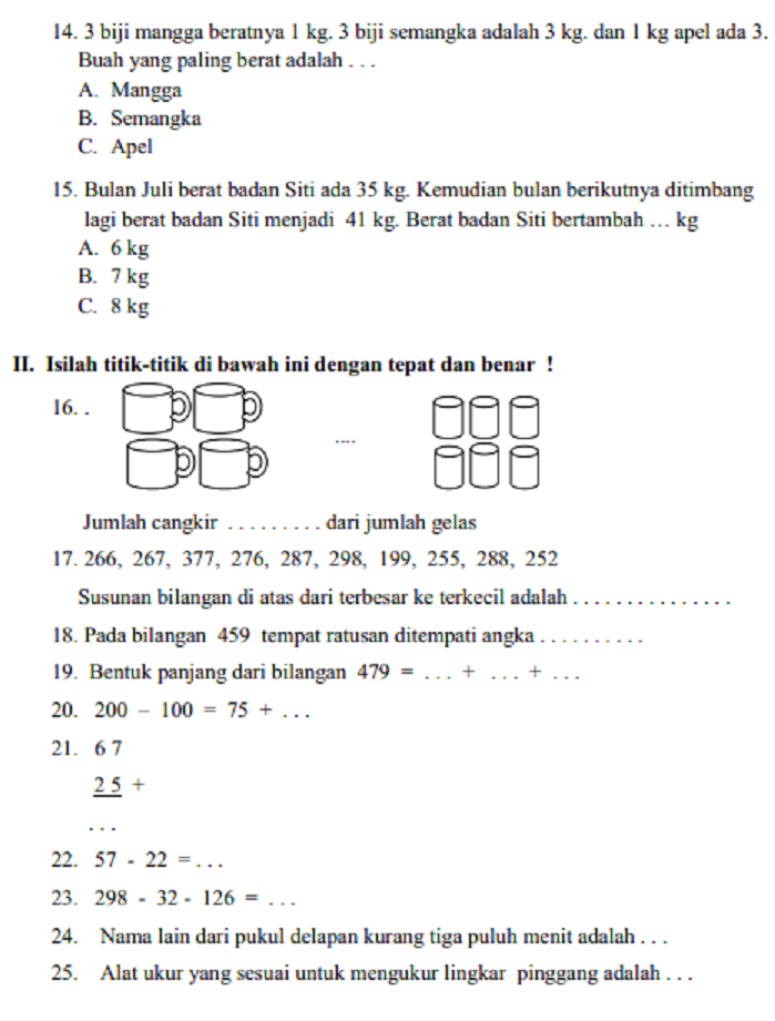 Wajib Tahu! Kumpulan soal kelas 3 sd semester 2 dan kunci jawaban paling akurat Wajib Tahu! Kumpulan soal kelas 3 sd semester 2 dan kunci jawaban paling akurat