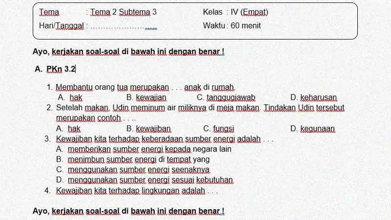 Waspada Perundungan! Cek Soal Tema 2 Sub Tema 3 Kelas 4 untuk Edukasi Anak Sekarang Waspada Perundungan! Cek Soal Tema 2 Sub Tema 3 Kelas 4 untuk Edukasi Anak Sekarang