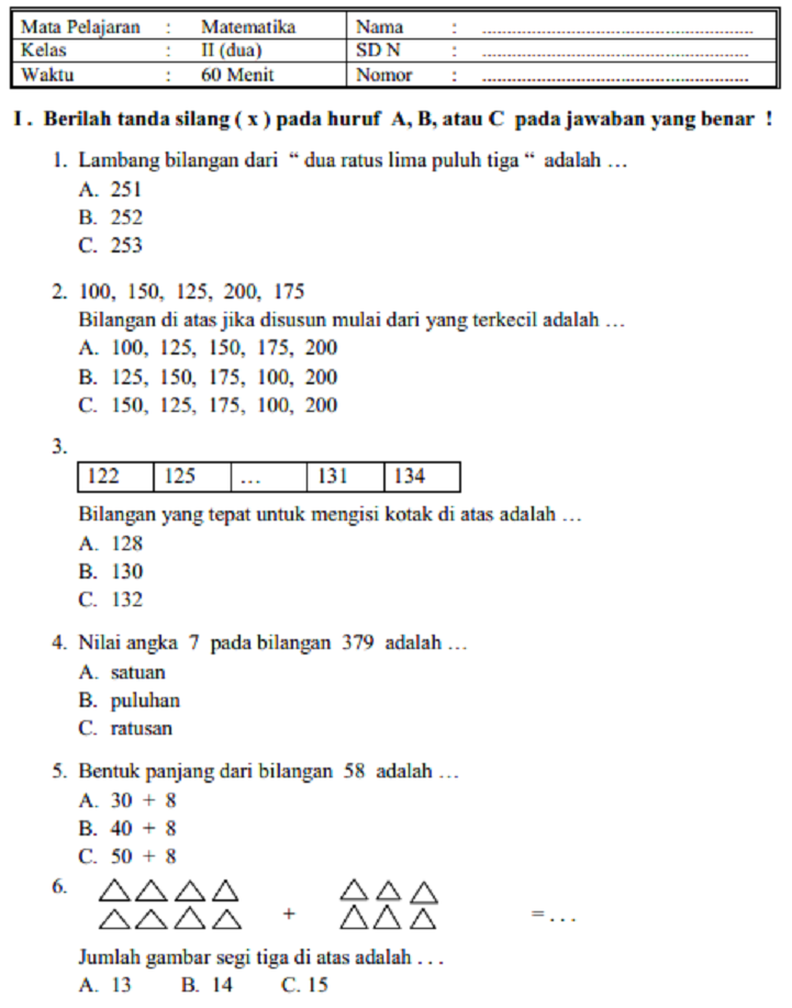 Kumpulan Contoh Soal Uas Matematika Kelas 4 Semester 1 Kurikulum 2013