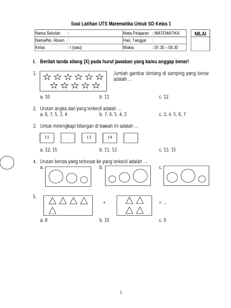 contoh soal matematika tema 1 sampai 4 sd kelas 1 contoh soal matematika tema 1 sampai 4 sd kelas 1
