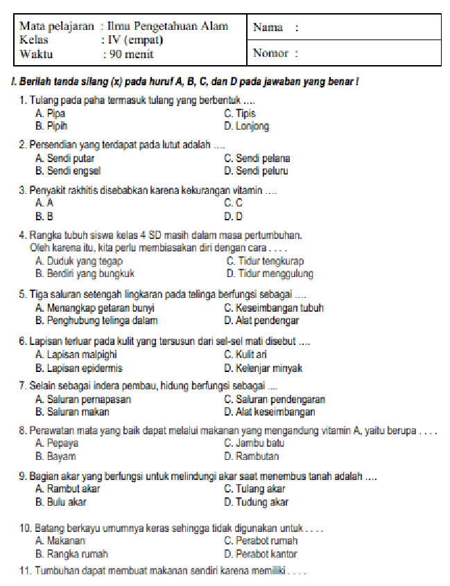 Soal Ipa Kelas 4 Semester 1 - Piffle me