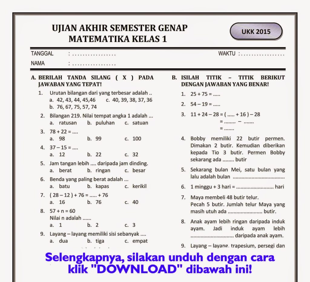contoh soal ukk kelas 4 sd kurikulum 2013 contoh soal ukk kelas 4 sd kurikulum 2013
